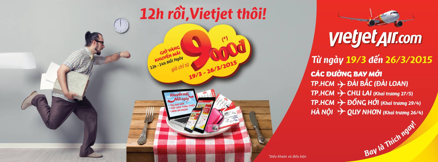 Thị trường hàng không lại dậy sóng với loạt vé máy bay giá rẻ chỉ 9.000 ĐỒNG của Vietjet