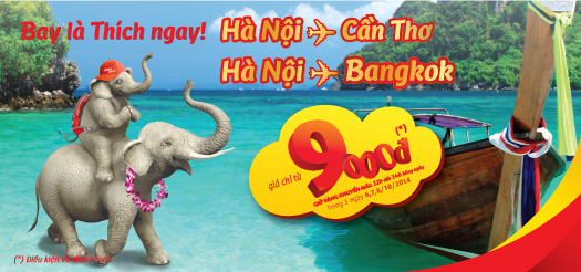 Wow…Thật tuyệt vời,  Vietjet mở bán vé siêu khuyến mãi chặng Hà Nội – Cần Thơ & Hà Nội - Bangkok giá