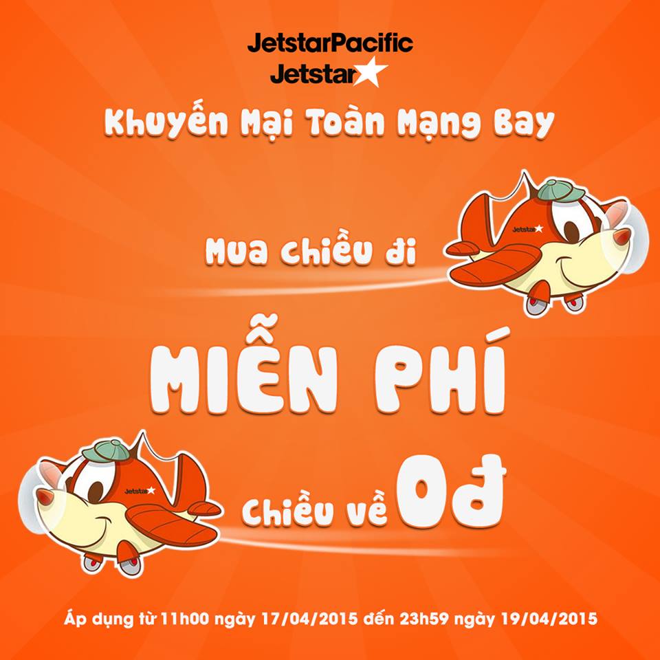 Jetstar tung khuyến mãi - Đặt vé chiều đi được free ngay vé chiều về