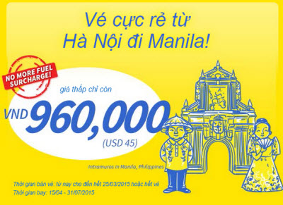 Cebu Pacific bán vé siêu rẻ chặng Hà Nội – Manila